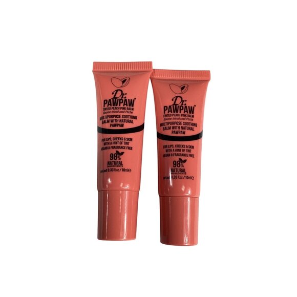 Dr Pawpaw Set Of 2 Travel size Tinted Peach Pink Multipurpose Soothing Balm 10ml - Picture 1 of 4
